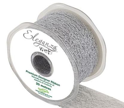 Eleganza Web Ribbon 50mm x 20m Metallic Silver No.66 - Ribbons